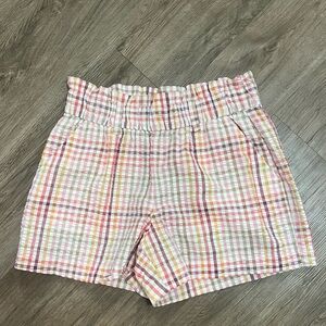 LOFT Pastel Gingham High-Rise Shorts in Pink, Yellow & White